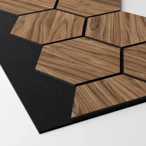 Ribbon-Hexagon Diamond Walnut joint panel with black acoustic felt