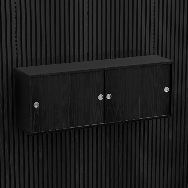 Brace wall cabinet Black Diamond Ash 1200 mm four sliding doors with Black Diamond Ash acoustic panels