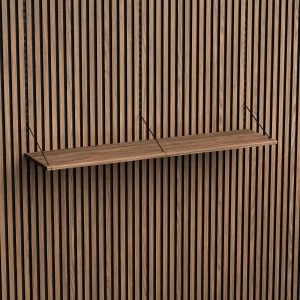 Brace wall shelf 1200 Walnut black console with Walnut acoustic panels